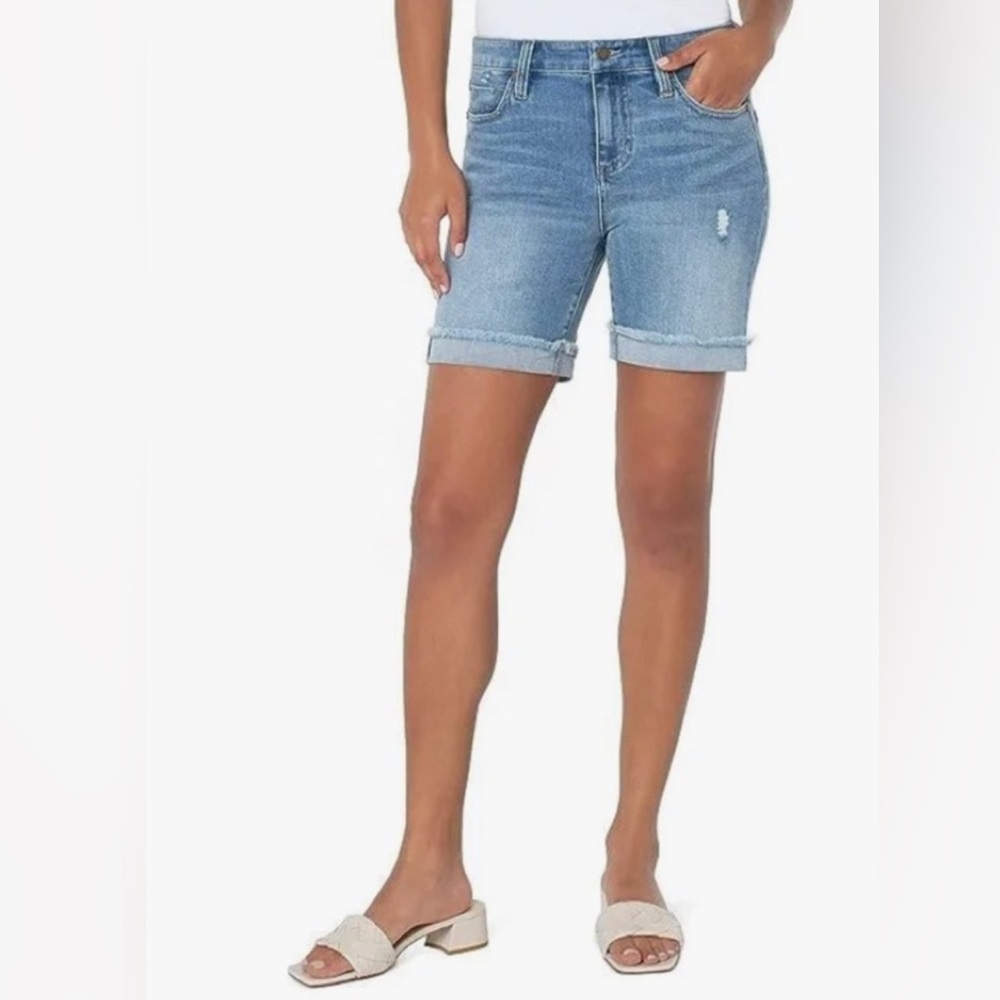 Liverpool Marley Girlfriend Denim Shorts Rolled Frayed Cuff Color: Monet 24W NWT